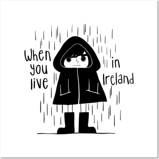 Irish weather. Black and White Crayolina Posters and Art